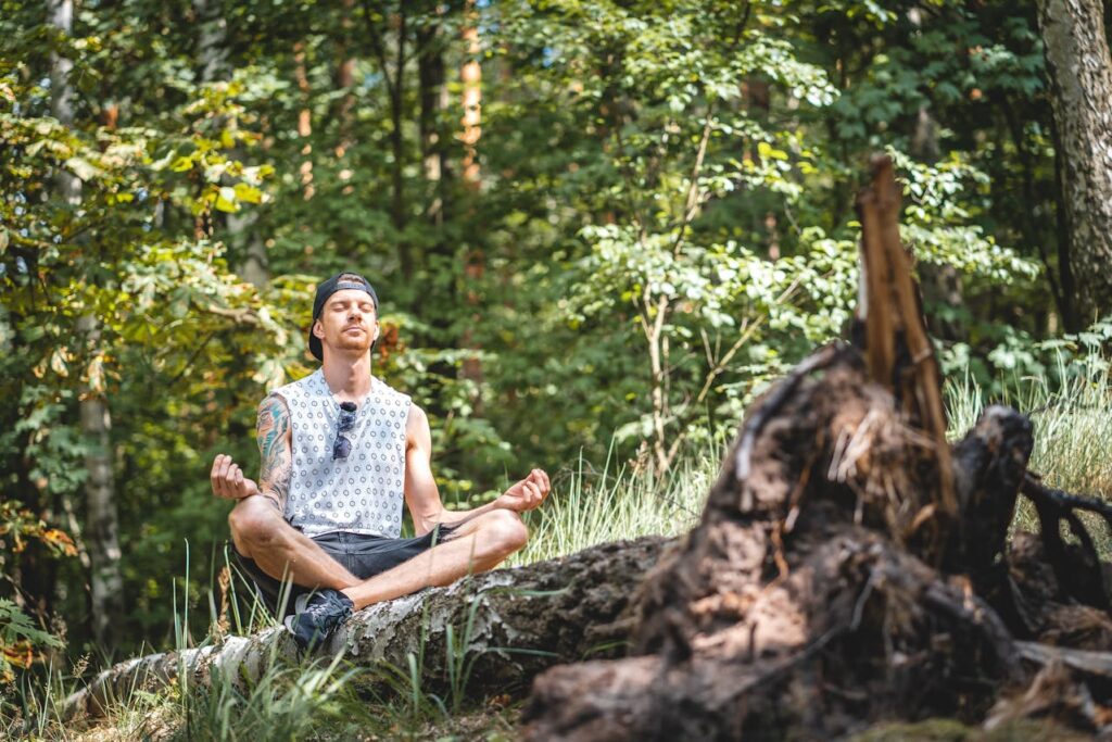 a man meditating